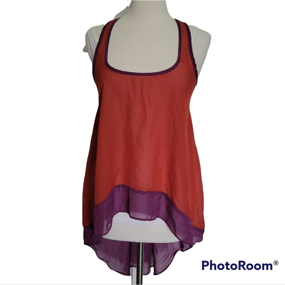 Pretty Rebellious HIGH- LOW Sheer Tank Top - M